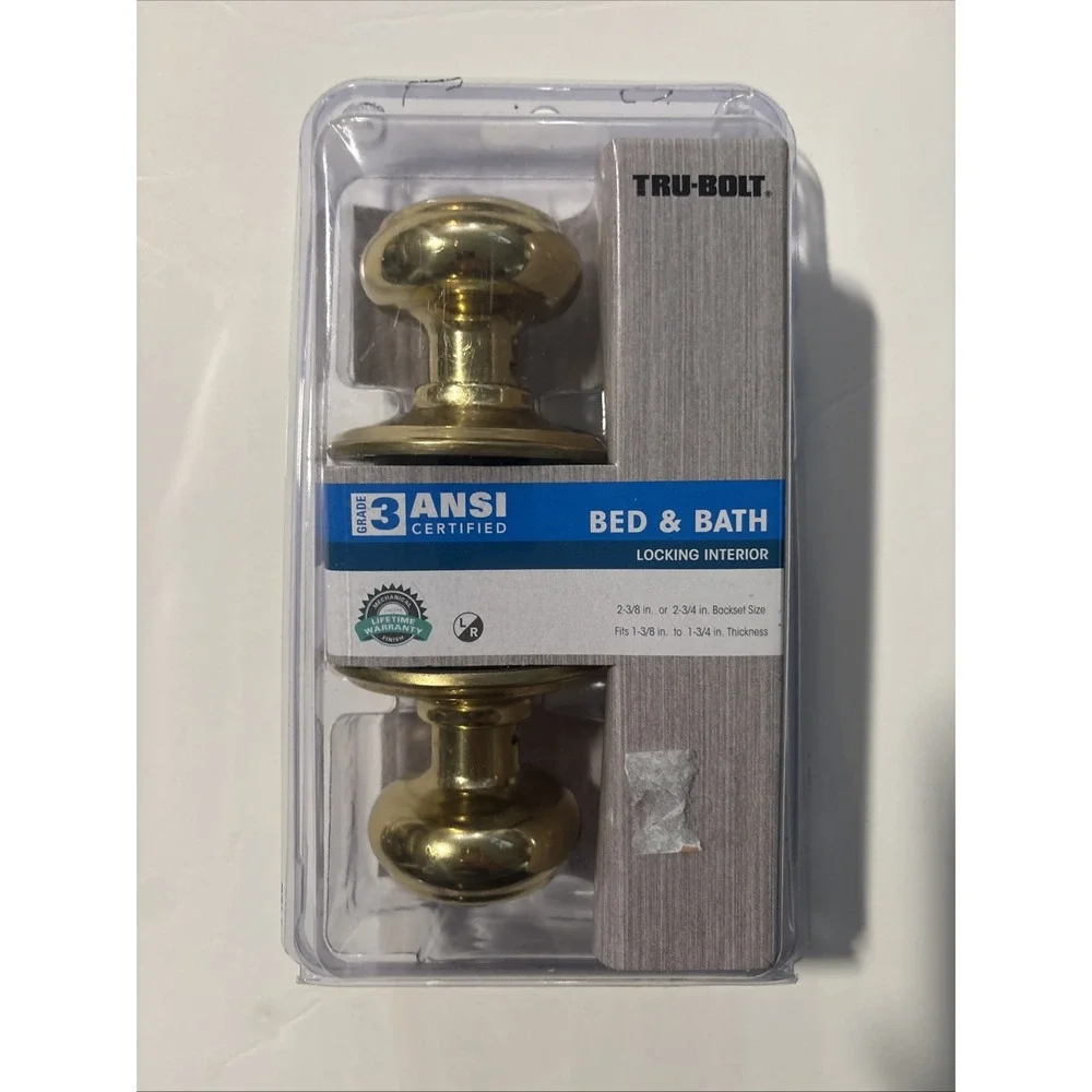 Door Knob Tru-Bolt Bed And Bath Locking Interior Gold. Used 2 Sets Available
